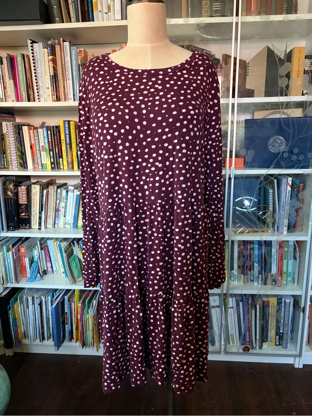 Long sleeve polka dot dress